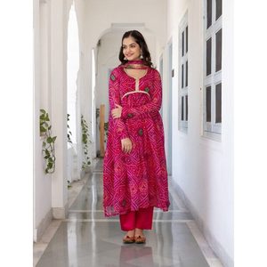 IMPRIMÉ À LA MODE EN SOIE DELTA ALIA CUT TOP BAS AVEC DUPATTA ROSE - Product Image 1
