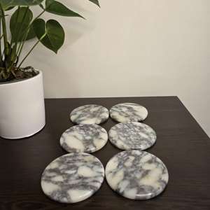 <b>Modest</b> Marble Coaster <b>Set</b> Black White Shades Stylish Table Protection Mats Perfect For Daily Kitchen Use Hot And Cold Beverages - Product Image 6