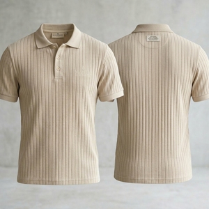 เสื้อถักแขนสั้นผู้ชายแฟชั่นดีไซน์ใหม่ขายดี ระบายอากาศได้ดี ผลิตจากผ้าฝ้าย/โพลีเอสเตอร์ 100% แห้งเร็ว - Product Image 1
