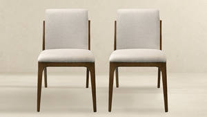 Sillas de comedor Kellan con patas de madera de nogal esculpida, hechas de madera de teca maciza y tela impermeable - Product Image 3