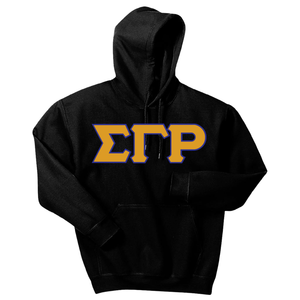 Sweat-shirt à capuche pour femme noire, avec logo brodé or et bleu, motif graphique sur le devant, manches longues, en molleton, style décontracté streetwear - Product Image 1