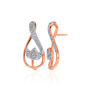 Boucles d'oreilles en or jaune plaqué or de luxe avec fleur de lotus et diamants pour femmes |   Bijoux élégants en CZ à motifs floraux pour fêtes et mariages 14K - Product Image 4