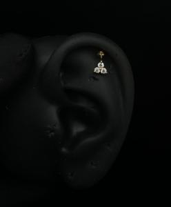Delicate Lab Grown Diamond Stud Earring In 14K Gold For Conch And <b>Helix</b> Ear Jewelry - Product Image 1