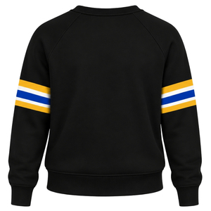 Black Women Crew Neck Sweatshirt <b>Blue</b> Greek Letter 1922 Graphic Gold White <b>Blue</b> <b>Sleeve</b> Stripes <b>Long</b> <b>Sleeve</b> Casual Collegiate <b>Top</b> - Product Image 4