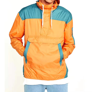 Wholesale Price Men's Custom Hooded Windbreaker <b>Jacket</b> with Front Logo Solid Color Waterproof & Breathable - Product Image 1