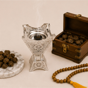 Wholesale Metal <b>Bakhoor</b> Burner Silver Arab Censer Vintage Cut-Out Incense Burner Middle East Luxury <b>Oud</b> Burner for Ramadan Home - Product Image 4