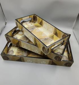 Bandeja de Servir Moderna de MDF con Asas, Bandeja Decorativa de Estilo Madera para Mesa de Centro, Otomana y Cocina - Product Image 3