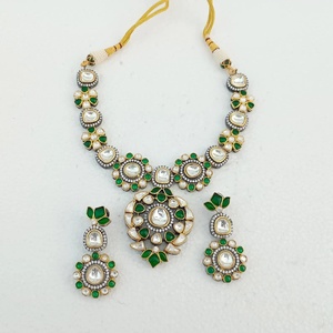 Best <b>Ruby</b> Pink Polki Vintage Gold Plated <b>Necklace</b> Kundan Diamond Look Bridal Wedding Jewelry Indian Statement Traditional Wear - Product Image 2