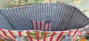 Sac fourre-tout classique bohème en coton pur, matelassé à la main, écologique, avec fermeture éclair, poches intérieures/extérieures, motifs floraux multiples - Product Image 3