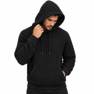 Sudadera con capucha de punto gofrado para hombre, térmica, de manga larga, informal, deportiva, de invierno, estilo urbano, personalizada, al por mayor - Product Image 4