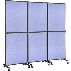 Pannello Divisorio Acustico per Ufficio 183 cm x 168 cm, Set da 3, Blu Acciaio, Parete Divisoria per Ufficio - Product Image 1