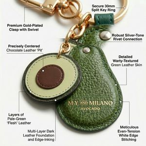 Porte-clés en cuir en forme d'avocat, logo en relief, pendentif mousqueton, couleur verte, haute qualité - Product Image 2