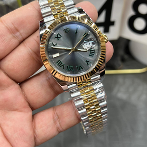 Relojes Mecánicos de 41 mm, Automáticos, de Metal, con Bisel Acanalado Dorado, Esfera Negra con Diamantes, Reloj de Lujo para Hombre, Oro Amarillo, Diamante Moissanita - Product Image 2