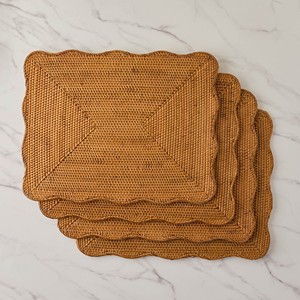Beautiful Scalloped Rattan Placemat Wicker <b>Table</b> Mat Dining Placemat Rustic <b>Table</b> Setting Decor Perfect For Home Dining <b>Display</b> - Product Image 3