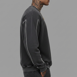 High Quality Casual Wear Drop Shoulder Contrast <b>Stitch</b> Sweatshirt For Men Custom Made Fashionable O-Neck Acid Washed Sweatshirt - Product Image 4
