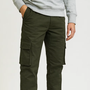 กางเกงคาร์โก้ผู้ชายใส่สบายอเนกประสงค์ Olive ที่ทนทานซึ่งทำจากผ้าฝ้ายที่อุดมไปด้วยจำเป็น - Product Image 1