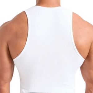 Mens <b>White</b> Sleeveless Gym <b>Tank</b> <b>Top</b> Athletic Workout Fitness Training Shirt Sportswear Bodybuilding Running Casual Activewear - Product Image 3