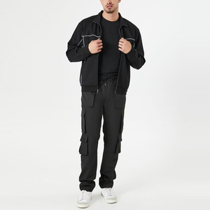 Chaqueta Deportiva Negra para Hombre con Cordón Ajustable, Costuras Blancas, Cuello Alto, Diseño 2 en 1, Ligera y Transpirable, Estilo Casual de Invierno - Product Image 5