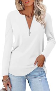 เสื้อทูนิคซิปผู้หญิง ดีไซน์หรูหรา น้ำหนักเบา กระชับรูปร่าง แขนสามส่วน ผ้าเรียบ ใส่ได้ทุกวัน สำหรับฤดูใบไม้ผลิและฤดูใบไม้ร่วง - Product Image 3