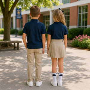 Ensemble d'uniformes scolaires pour l'école primaire en polycoton, uniforme d'étudiant brodé sur mesure - Product Image 2