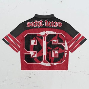 เสื้อเจอร์ซีย์อเมริกันฟุตบอลแบบตาข่ายพิมพ์ลายซับลิเมชั่น ออกแบบเองได้ พร้อมโลโก้และชื่อแบรนด์ สไตล์รักบี้ สตรีทแวร์ ทรงหลวม สำหรับทุกเพศ - Product Image 4