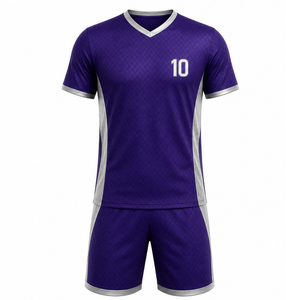 Uniforme de fútbol moderno morado y plateado |   Conjunto de Uniforme de Fútbol Personalizado con Textura de Diamante |   Ropa Deportiva Elegante Sublimada para Equipos - Product Image 1