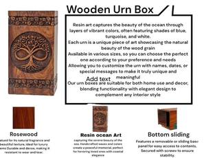 Urna de madera artesanal para cenizas con diseño del Árbol de la Vida para cenizas humanas, tamaño mediano 9x5.5, caja para urna. - Product Image 4