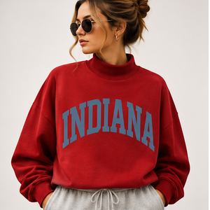 Women's <b>Black</b> <b>Turtleneck</b> Sweatshirt Custom Letter Print Oversized Knitted Cotton Pullover Winter Autumn Wear Sweatshirts - Product Image 3