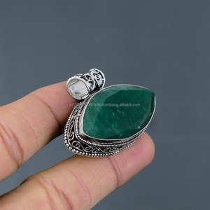 Colgante de Plata de Ley 925, colgante de piedras preciosas reales, colgante hecho a mano, regalo para novia, hermosa joyería de Esmeralda - Product Image 6