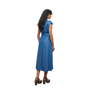 Robe longue en jean pour femmes, boutonnée, décontractée, en coton, fabrication OEM ODM, vente en gros, fournisseur d'usine - Product Image 1