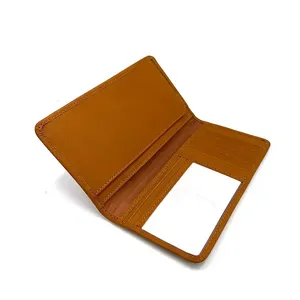 Cartera de Hombre de Cuero Genuino Marrón de Lujo, Cierre de Cremallera Corta, Impermeable, Delgada, Funcional, Forro de PVC, Logotipo, Ideal para Viajes, con Espacio para Tarjetas - Product Image 1