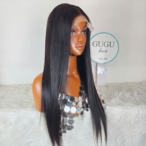 Cheveux humains vierges vietnamiens lisses sans colle pour perruque Lace Front pour femmes, avec bonnet transparent petit format et cheveux pré-épilés - Product Image 2