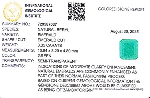 มรกตสีเขียวทรงแปดเหลี่ยม 3.35 กะรัต จากแซมเบีย พลอยหลวม ETiS-309 - Product Image 6