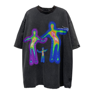 เสื้อยืดกีฬาผู้ชายทรงโอเวอร์ไซส์ ผ้าฝ้าย 100% ย้อมสีแบบดิปได แห้งเร็ว ไม่หดตัว แขนสั้น น้ำหนัก 260 กรัม สำหรับเล่นวอลเลย์บอล ขายส่ง - Product Image 3