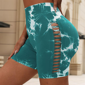 Shorts de yoga tie-dye taille haute tendance pour femme, sexy, effet push-up, respirant, séchage rapide, élastique, pour fitness et cyclisme Three BY BS 2026 - Product Image 1
