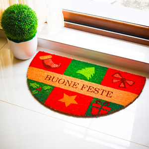 Coco MerryPatch Printed Coir Doormat with PVC Backing Christmas Holiday Design Natural Fiber Entrance Mat Anti <b>Slip</b> Festive - Product Image 1