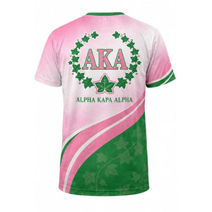 T-shirt Confortable Rose et Vert à Manches Courtes pour Homme, Col Rond Décontracté avec Motif Imprimé Lettres Grecques - Product Image 3