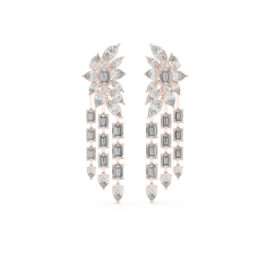 14K White Gold <b>Emerald</b> Pear Marquise Cut Diamond <b>Stud</b> <b>Earrings</b> for Women | Engagement | New Grown Diamond - Product Image 3