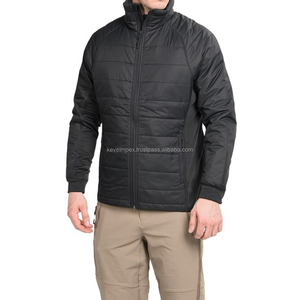 <b>Men's</b> <b>Black</b> <b>Long</b> Bomber Puffer <b>Jacket</b> Windproof Zipper Closure Stand Collar Casual Winter Polyester Wadding Regular Fit - Product Image 3
