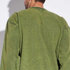เสื้อสเวตเชิ้ตคอกลมสีเขียวมะกอกสำหรับผู้ชาย ผ้าฝ้าย สีพื้น สไตล์ลำลอง เป็นมิตรกับสิ่งแวดล้อม น้ำหนัก 380 กรัม แบรนด์สั่งทำได้ ทรงปกติ เหมาะสำหรับใส่ในฤดูหนาว - Product Image 5