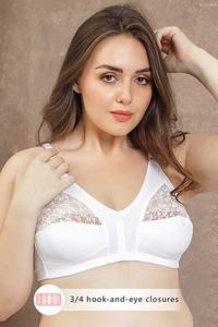 Sujetador de Algodón Blanco sin Relleno, Copa Suave, Panel de Encaje, Sin Varillas, Cobertura Total, Cómodo para Uso Diario, Fabricación OEM ODM para Mujer - Product Image 3