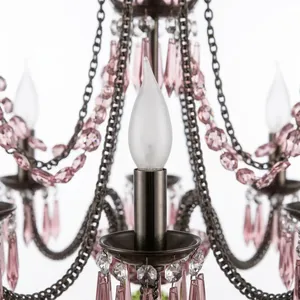 Lámpara de araña ASFOUR St Louis de 18 luces, lámpara de araña de cristal de lujo, elegante lámpara de techo hecha a mano de estilo francés para decoración del hogar - Product Image 3
