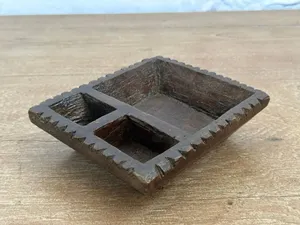 Vintage Wooden Tribal <b>Eating</b> Bowl Handmade Old Multi Compartment Serving <b>Tray</b> Console Coffee Table Display Decor Farmhouse Home - Product Image 1
