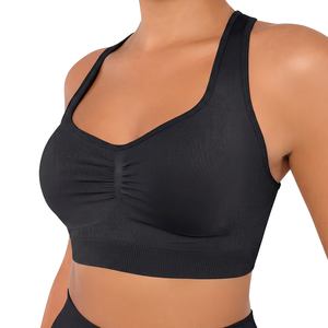 Sujetador deportivo verde oliva para mujer, cuello redondo, soporte medio, transpirable, para yoga y entrenamiento - Product Image 3