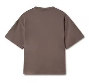 เสื้อยืดคอกลมสีเบจทรงโอเวอร์ไซส์แขนสั้นสำหรับผู้ชาย - Product Image 3