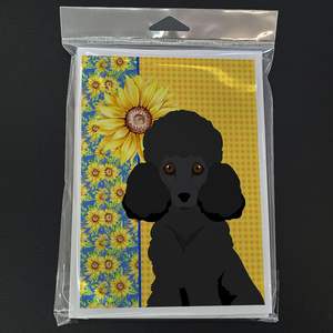 Girasoles de verano caprichosos con caniche negro Paquete de 8 A7 Tamaño 5x7 Tarjetas de felicitación en blanco con sobres para escribir notas - Product Image 3