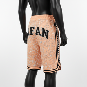Shorts de basketball pour hommes en polyester respirant de haute qualité avec empiècements latéraux effet pêche et logo thermocollé – Idéal pour l'entraînement - Product Image 5