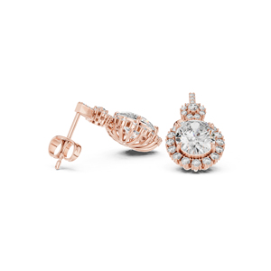Pendientes de Diamantes Cultivados en Laboratorio, Redondos y Ovalados, en Oro Rosa de 14K para Mujer |   Diamante Cultivado Nuevo - Product Image 5