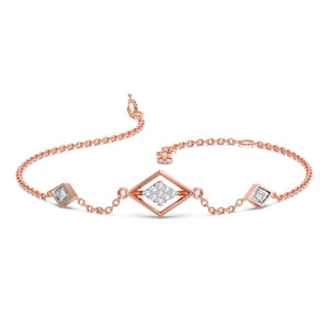 Interlocking Dual-Ring Loop Diamond Link <b>Bangle</b> <b>Bracelet</b> - Product Image 2