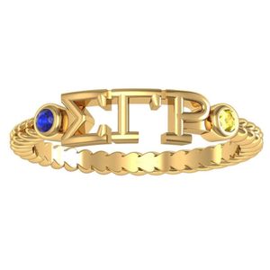 แหวนเงินแท้ Sigma Gamma Rho ชุบทองคำสีเหลืองสำหรับผู้หญิง ดีไซน์หรูหรา สัญลักษณ์สมาคมนักศึกษาหญิงกรีก SGRHO เครื่องประดับนิ้วมือสำหรับสมาชิก - Product Image 1